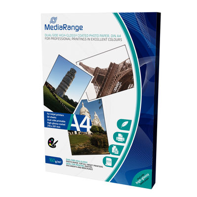 MediaRange Fotopapier DIN A4, beidseitig hochglanz, 160 g/qm - 50 Blatt - MRINK108