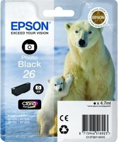 ORIGINAL Epson 26 / T26114012 - Druckerpatrone photo schwarz