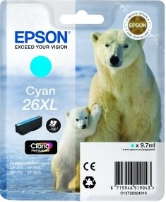 ORIGINAL Epson 26XL / T26324012 - Druckerpatrone cyan (High Capacity)